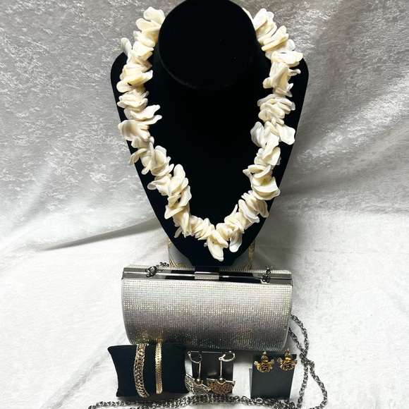 Jewelry - Mother of pearl MOP shell statement necklace, brooches, bracelet , earrings